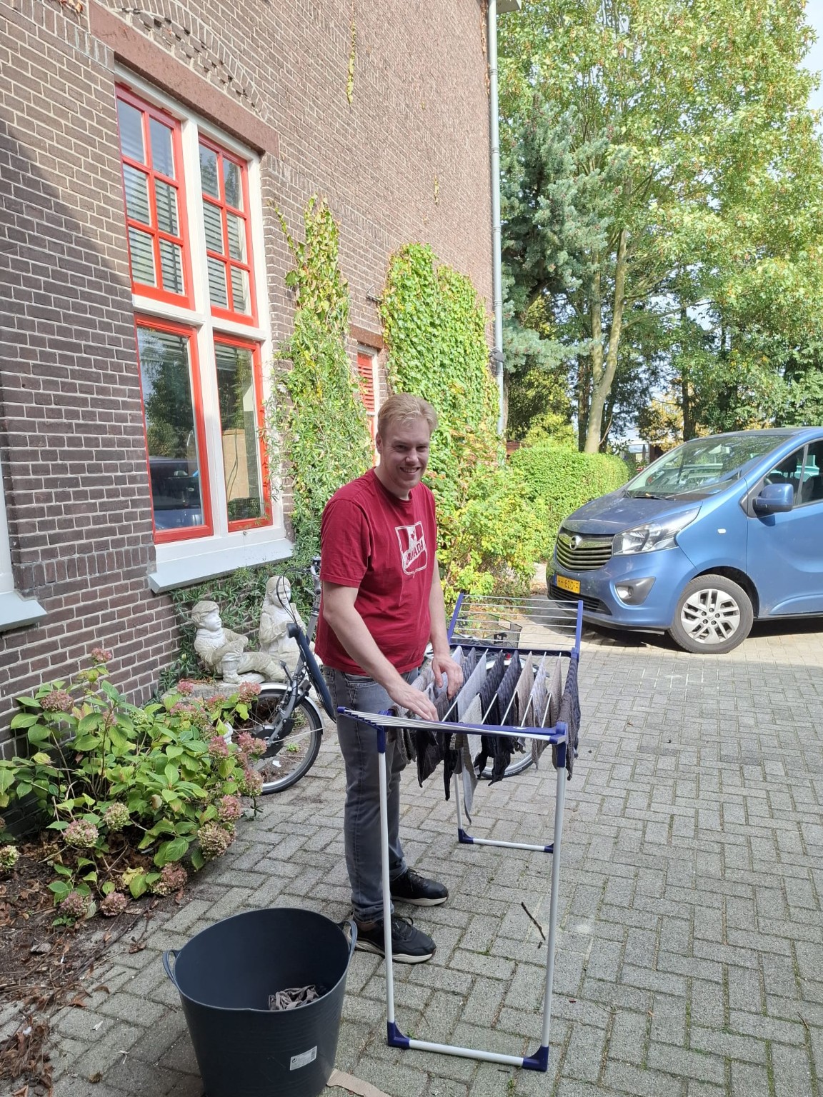 De was buiten laten drogen