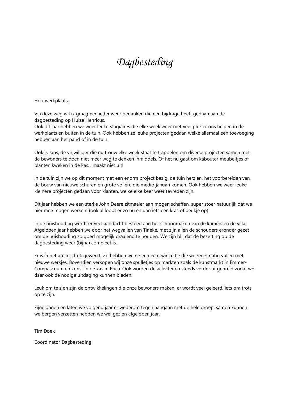 Nieuwsbrief 2025, pagina 4: Dagbesteding